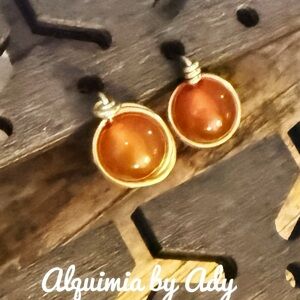 Alquimia Radiant Orange carnelian and Gold Earrings
